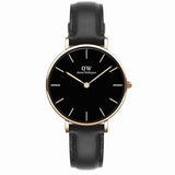 Daniel Wellington Classic Petite Reading Black Dial Black Leather Strap Watch For Women - DW00100167