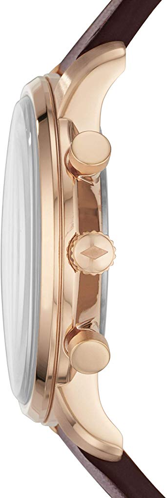 Fossil Goodwin Chronograph White Dial Brown Leather Strap Watch for Men - FS5415