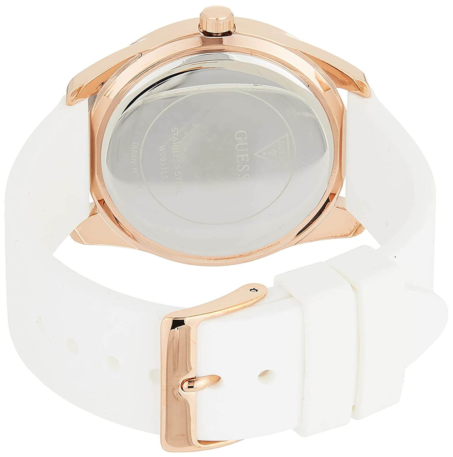 Guess G Twist White & Gold Dial White Silicone Strap Watch For Women - W0911L5