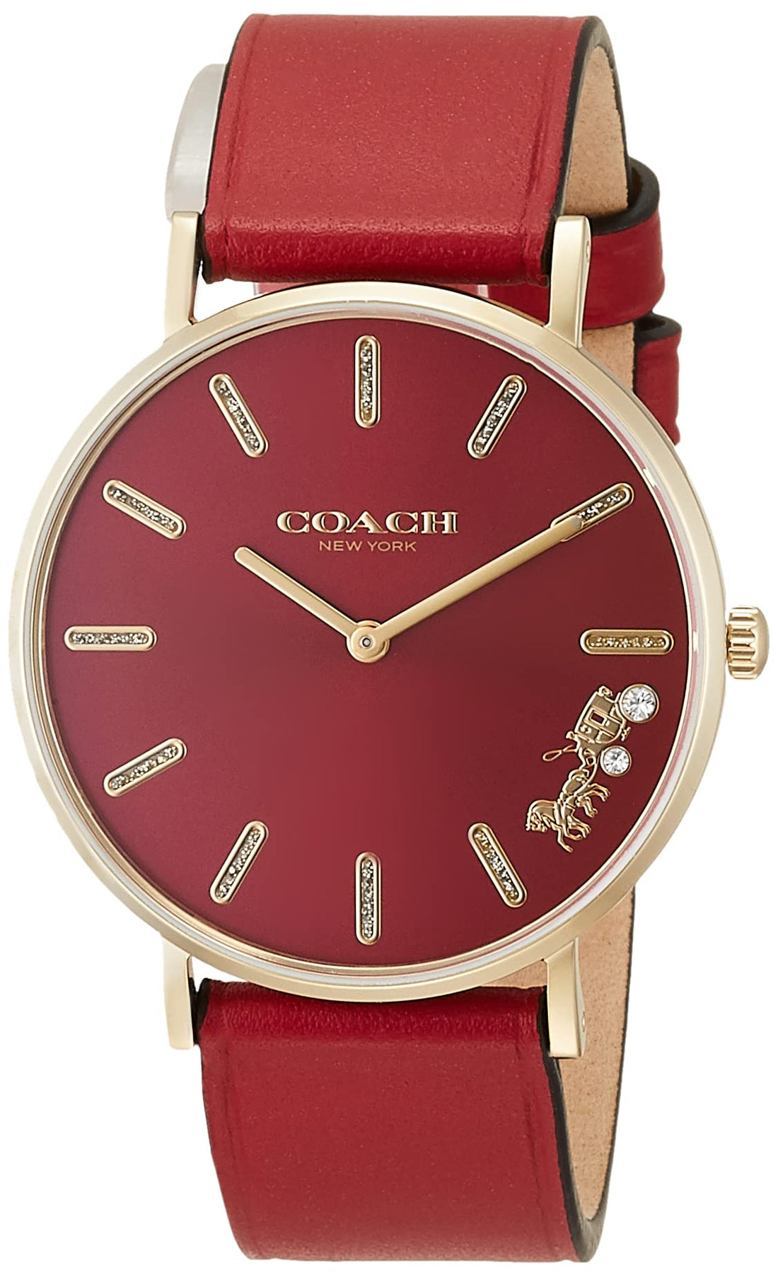 Coach Perry Red Dial Red Leather Strap Watch for Women - 14503852