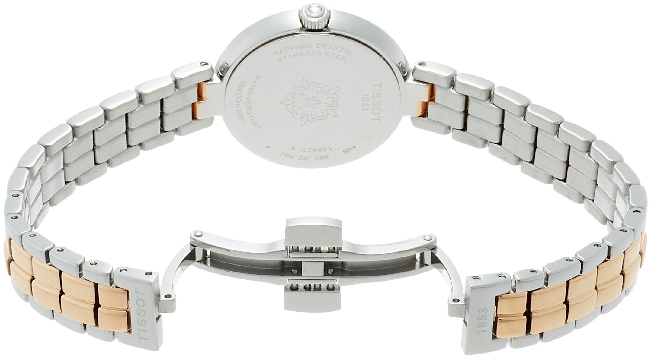 Tissot T Lady Flamingo Mother of Pearl White Dial Two Tone Steel Strap Watch For Women - T094.210.22.111.00
