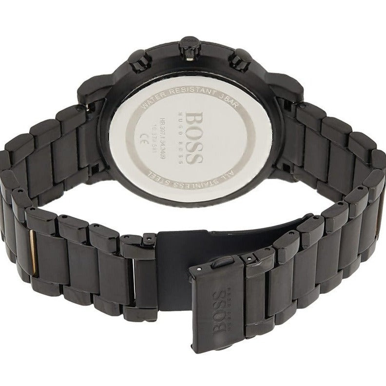 Hugo Boss Integrity Black Dial Black Steel Strap Watch for Men - 1513780