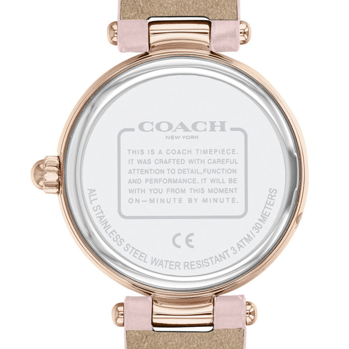 Coach Hayley Mother of Pearl Pink Dial Pink Leather Strap Watch for Women - 14503537
