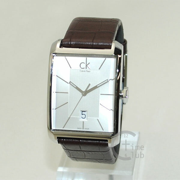 Calvin Klein Window Silver Dial Brown Leather Strap Watch for Men - K2M21126