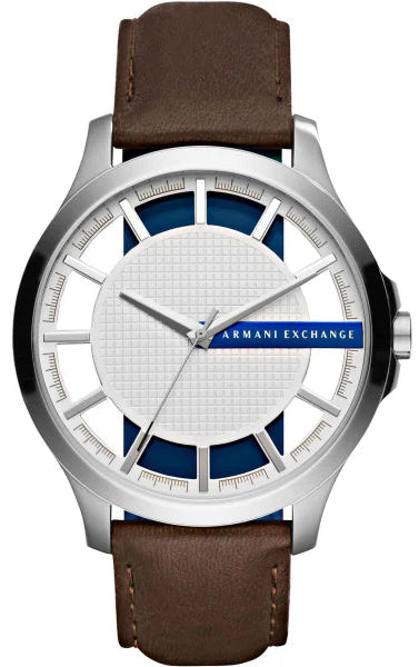 Armani Exchange Hampton Chronograph White Dial Brown Leather Strap Watch For Men - AX2187