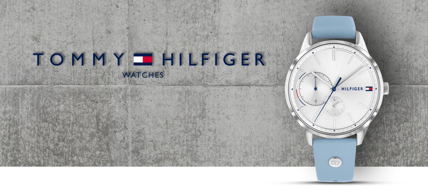Tommy Hilfiger Brooke Silver Dial Light Blue Leather Strap Watch for Women - 1782023