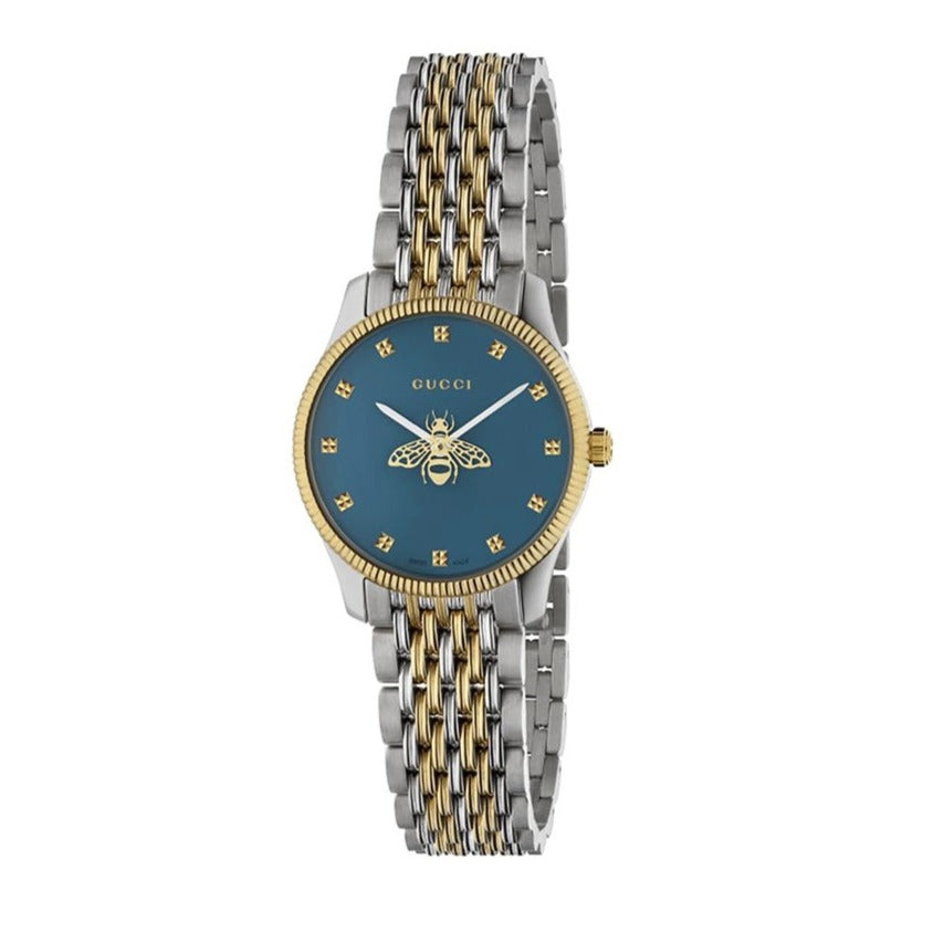Gucci G Timeless Quartz Blue Dial Two Tone Steel Strap Watch For Women - YA1265029