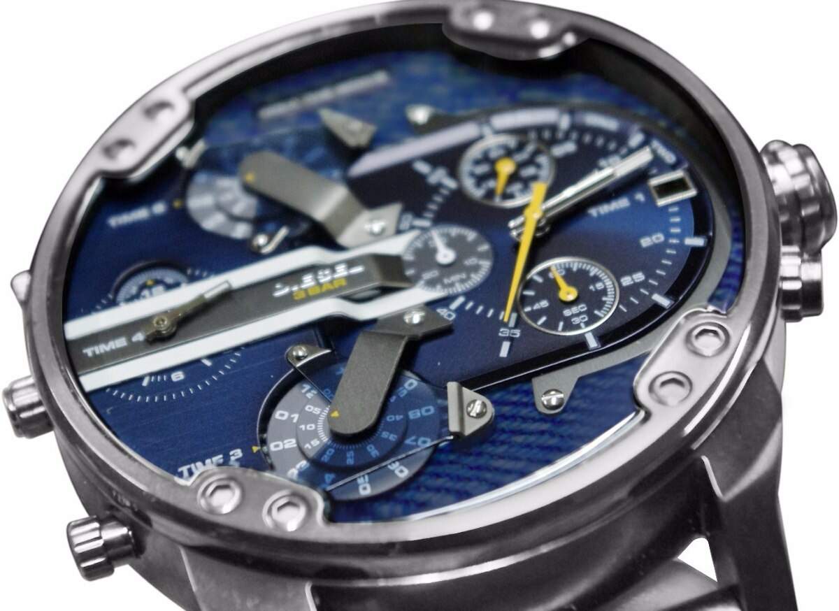 Diesel Big Daddy 2.0 Chronograph Blue Dial Grey Steel Strap Watch For Men - DZ7331