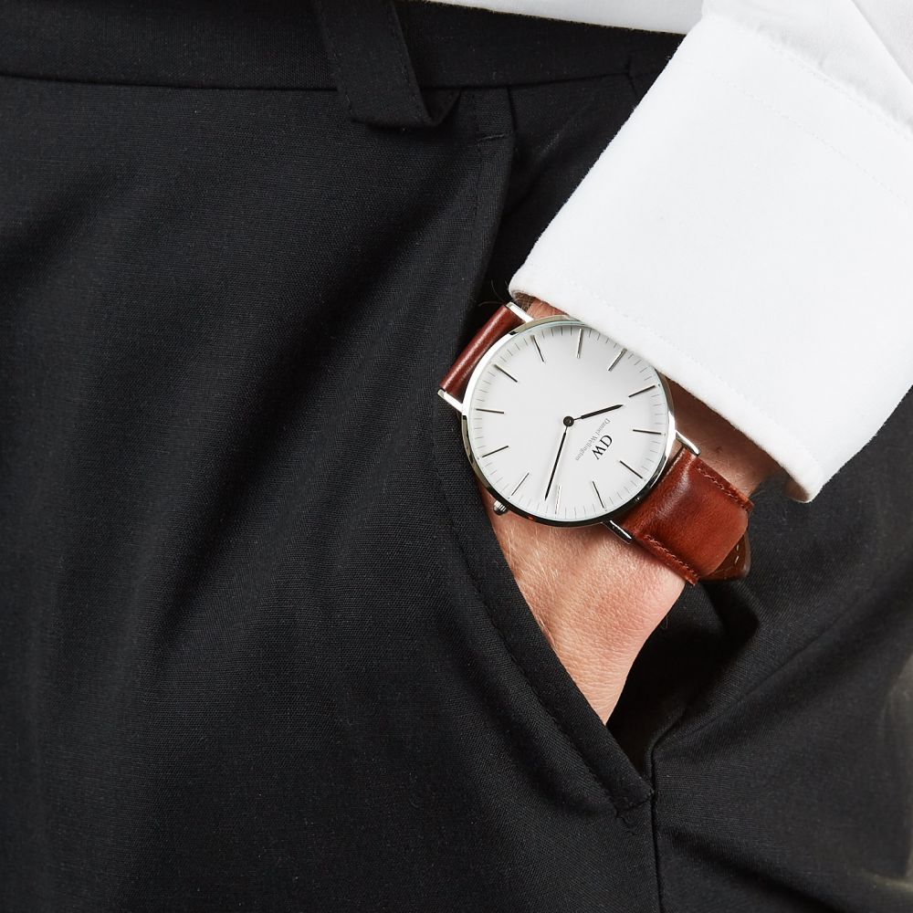 Daniel Wellington Classic St Mawes White Dial Brown Leather Strap Watch For Men - DW00100021