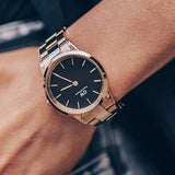 Daniel Wellington Iconic Link Black Dial Rose Gold Steel Strap Watch for Women - DW00100210