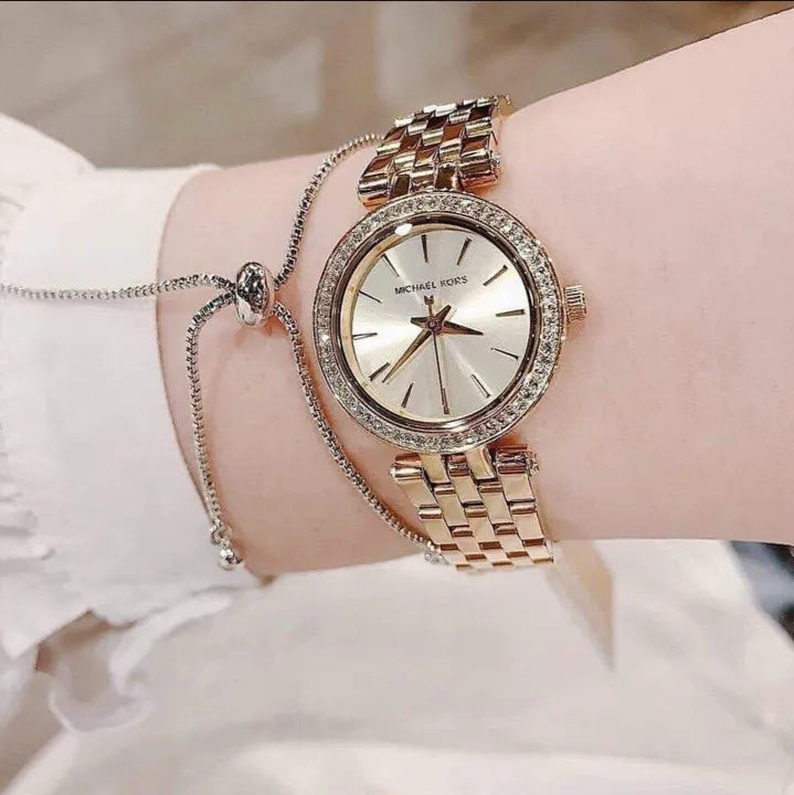 Michael Kors Darci Gold Dial with Diamonds Gold Steel Strap Watch for Women - MK3295