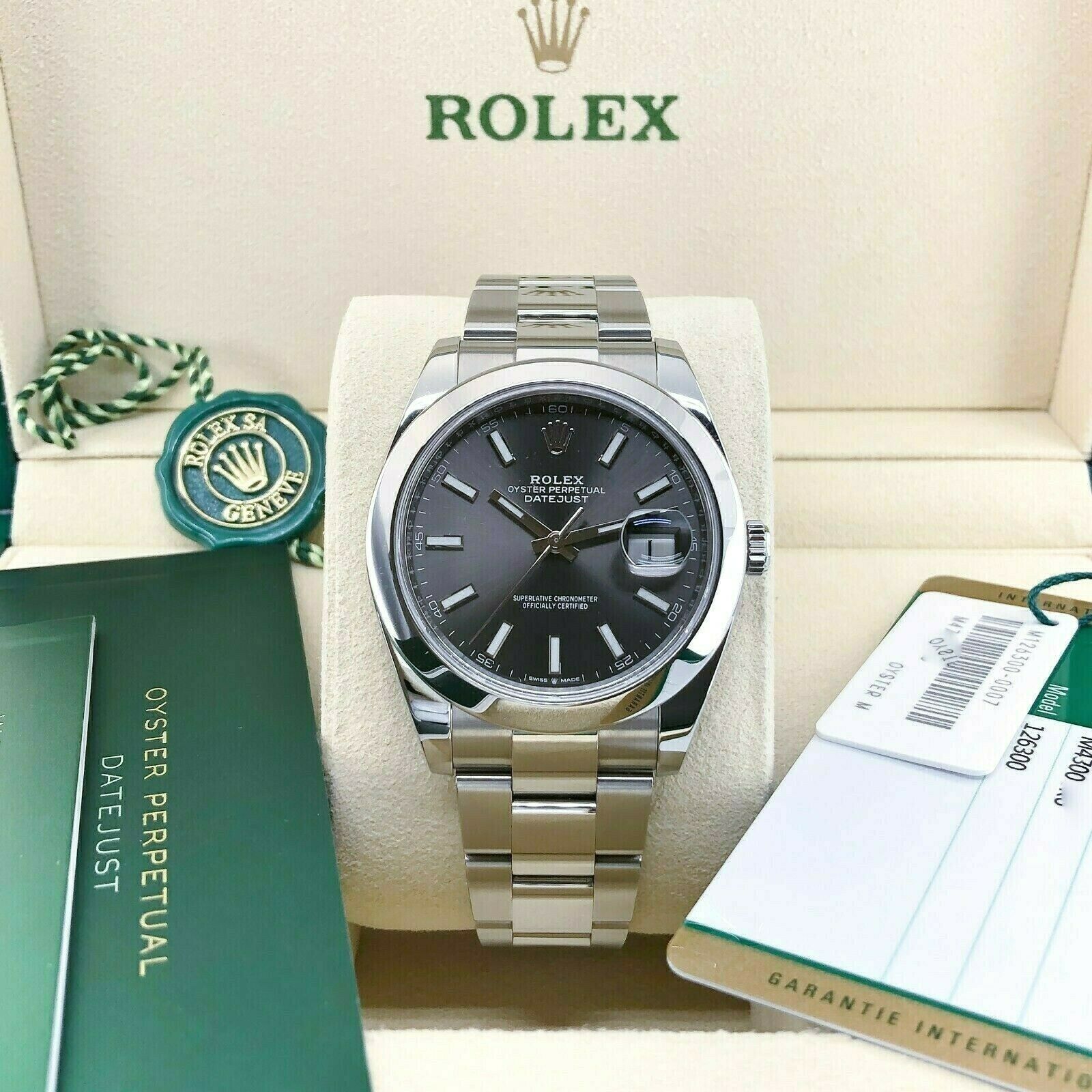 Rolex Datejust 41 Oyster Grey Dial Oystersteel Strap Watch for Men - M126300-0007