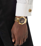 Versace V-Race Quartz Black Dial Gold Steel Strap Watch For Men - VEBV00519