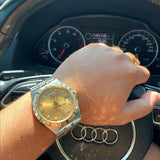 Tudor Royal Automatic Diamonds Gold Dial Two Tone Steel Strap Watch for Men - M28603-0006