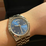 Tudor Royal Automatic Diamonds Blue Dial Silver Steel Strap Watch for Men - M28600-0006