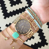 Marc Jacobs Baker Grey Dial Gold Steel Strap Watch for Women - MBM3281