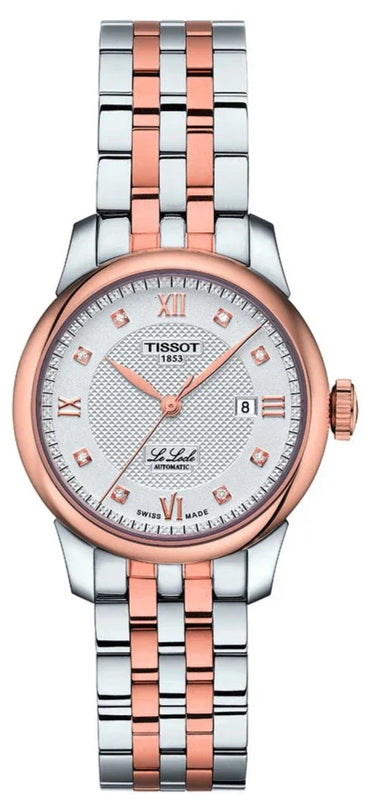 Tissot Le Locle Lady Automatic Diamonds Silver Dial Two Tone Steel Strap Watch For Women - T006.207.22.036.00