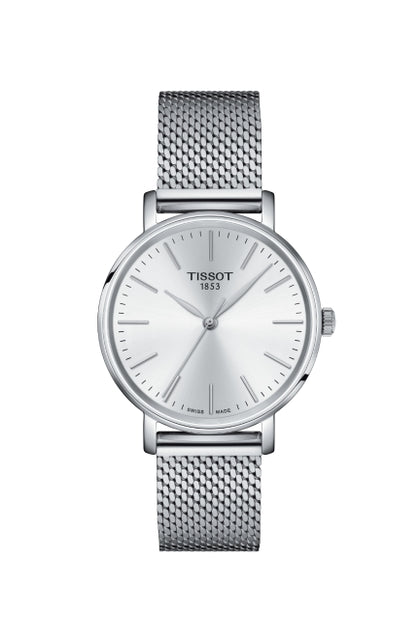 Tissot Everytime Gent Silver Dial Silver Mesh Bracelet Watch for Men - T143.410.11.011.00