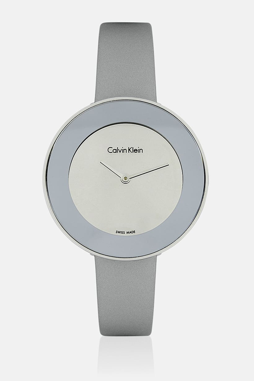 Calvin Klein Chic Silver Dial White Leather Strap Watch for Women - K7N23UP8