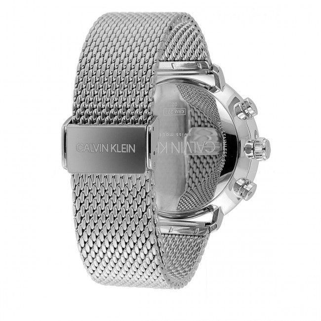 Calvin Klein High Noon Chronograph Blue Dial Silver Mesh Bracelet Watch for Men - K8M2712N