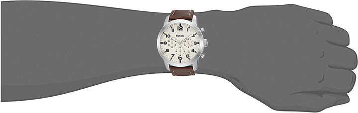 Fossil Pilot Chronograph White Dial Brown Leather Strap Watch for Men - FS5146