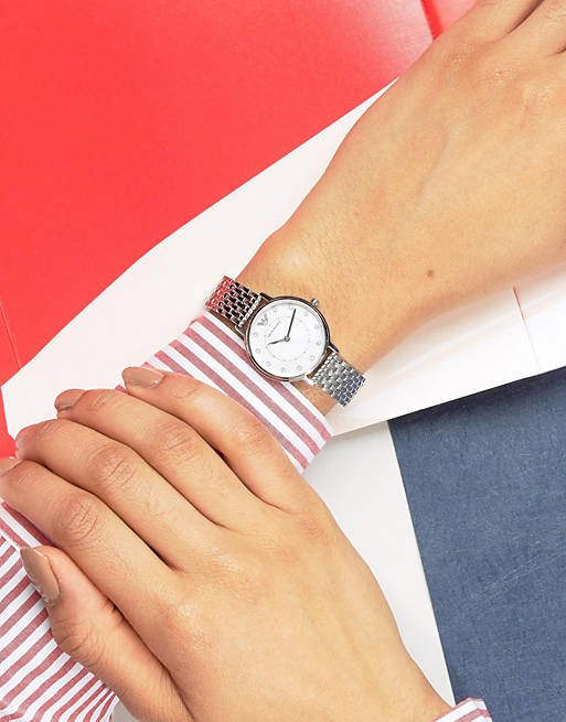 Emporio Armani Kappa Mother of Pearl Dial Silver Mesh Bracelet Watch For Women - AR2511