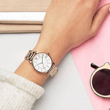 Marc Jacobs Roxy White Dial Rose Gold Steel Strap Watch for Women - MJ3523