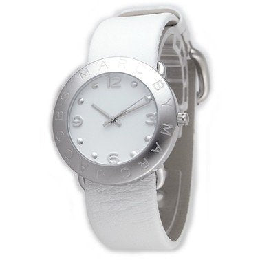 Marc Jacobs Amy White Dial White Leather Strap Watch for Women - MBM1136