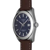 Tissot Gentleman Powermatic 80 Silicium Blue Dial Brown Leather Strap Watch For Men - T127.407.16.041.00