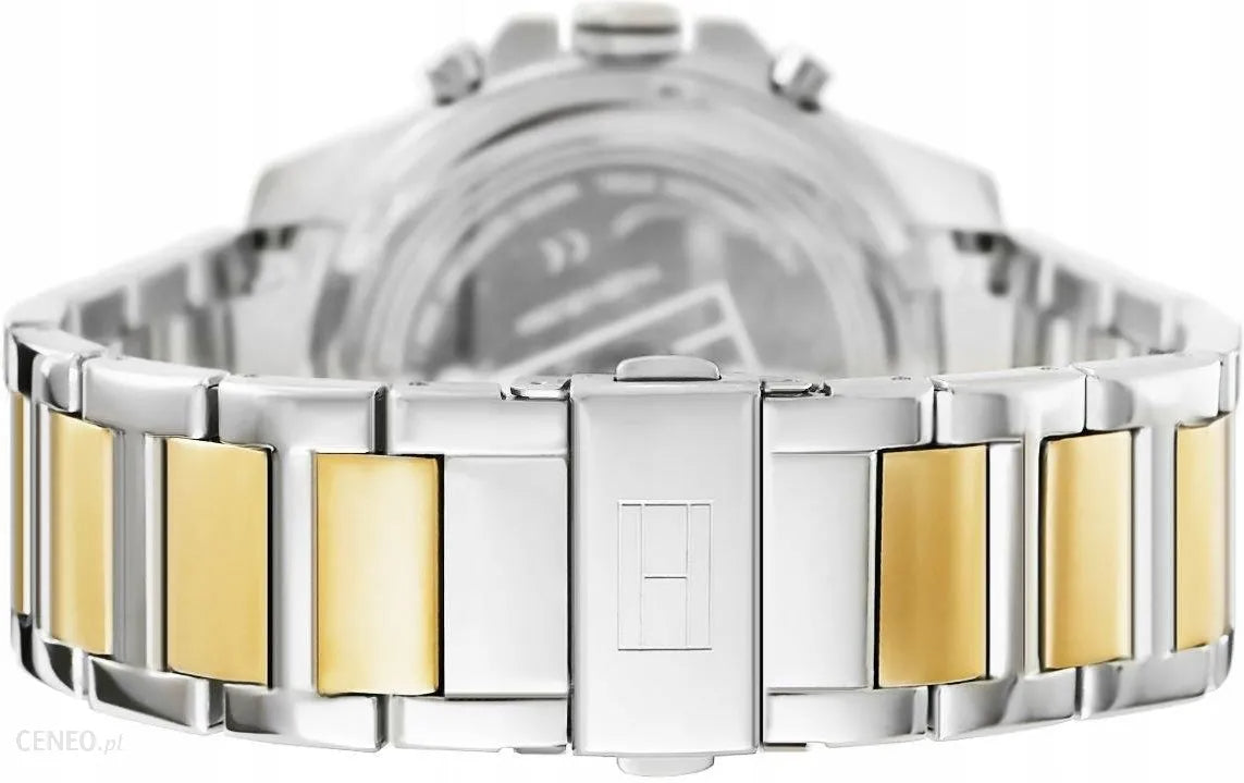 Tommy Hilfiger Decker Chronograph Black Dial Two Tone Steel Strap Watch for Men - 1791559