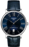 Tissot Carson Premium Powermatic 80 Blue Dial Blue Leather Strap Watch For Men - T122.407.16.043.00