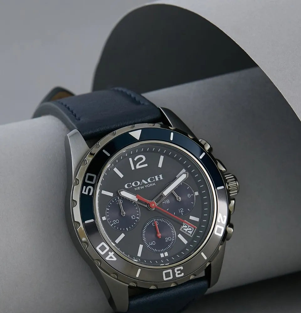 Coach Kent Grey Dial Blue Leather Strap Watch for Men - 14602558