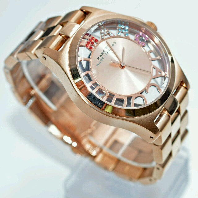 Marc Jacobs Henry Skeleton Rose Gold Dial Rose Gold Steel Strap Watch for Women - MBM3264