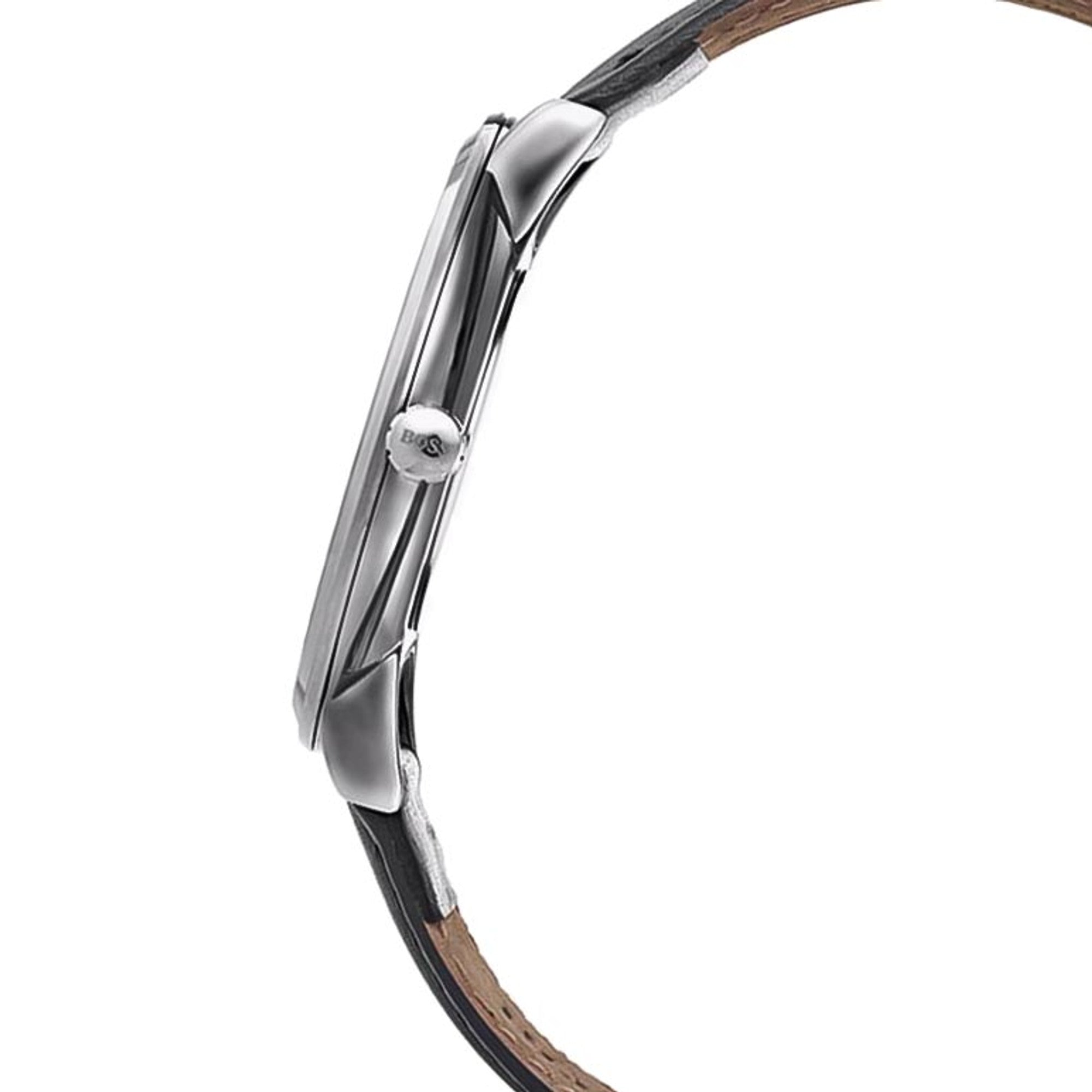 Hugo Boss Horizon Blue Dial Grey Leather Strap Watch for Men - 1513539