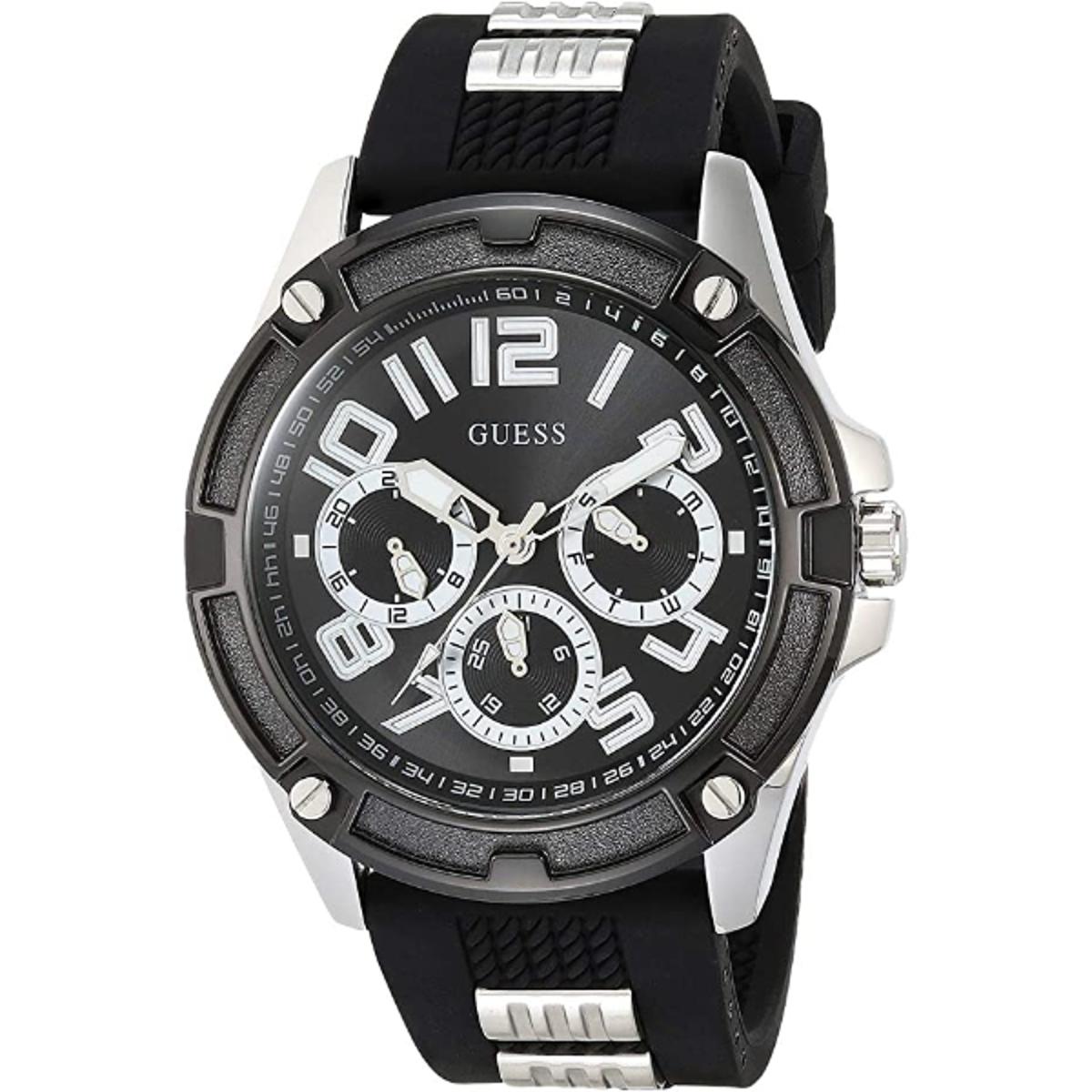 Guess Delta Black Dial Black Silicone Strap Watch for Men - GW0051G1