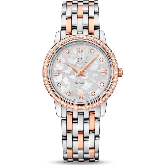 Omega De Ville Prestige Quartz Diamonds Silver Dial Two Tone Steel Strap Watch for Women - 424.25.27.60.52.001