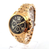 Michael Kors Bradshaw Chronograph Black Dial Gold Steel Strap Watch For Women - MK6959