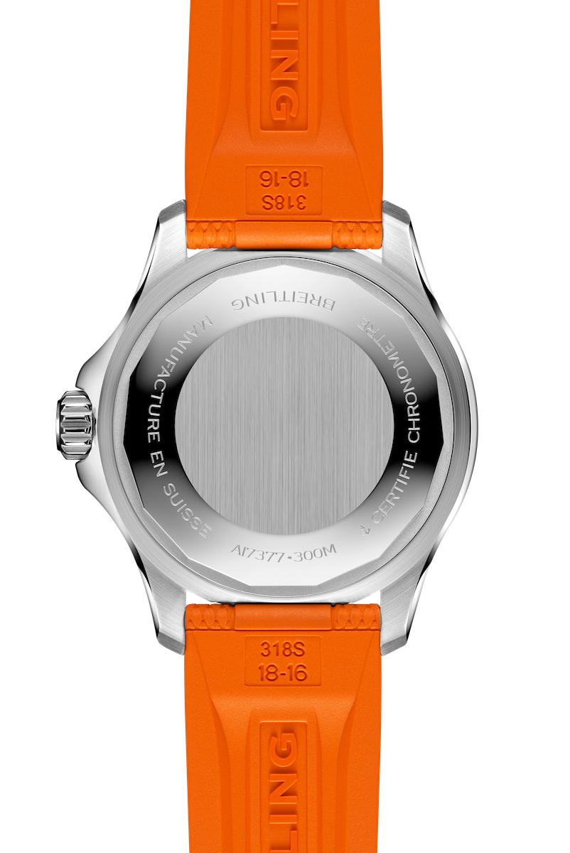 Breitling Superocean Automatic 36 Orange Dial Orange Rubber Strap Watch for Men - A17377211O1S1