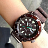 Seiko 5 Sport Automatic Brown Dial Brown Nylon Strap Watch For Men - SRPD85K1
