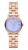 Marc Jacobs Mini Baker Blue Dial Rose Gold Steel Strap Watch for Women - MBM3285