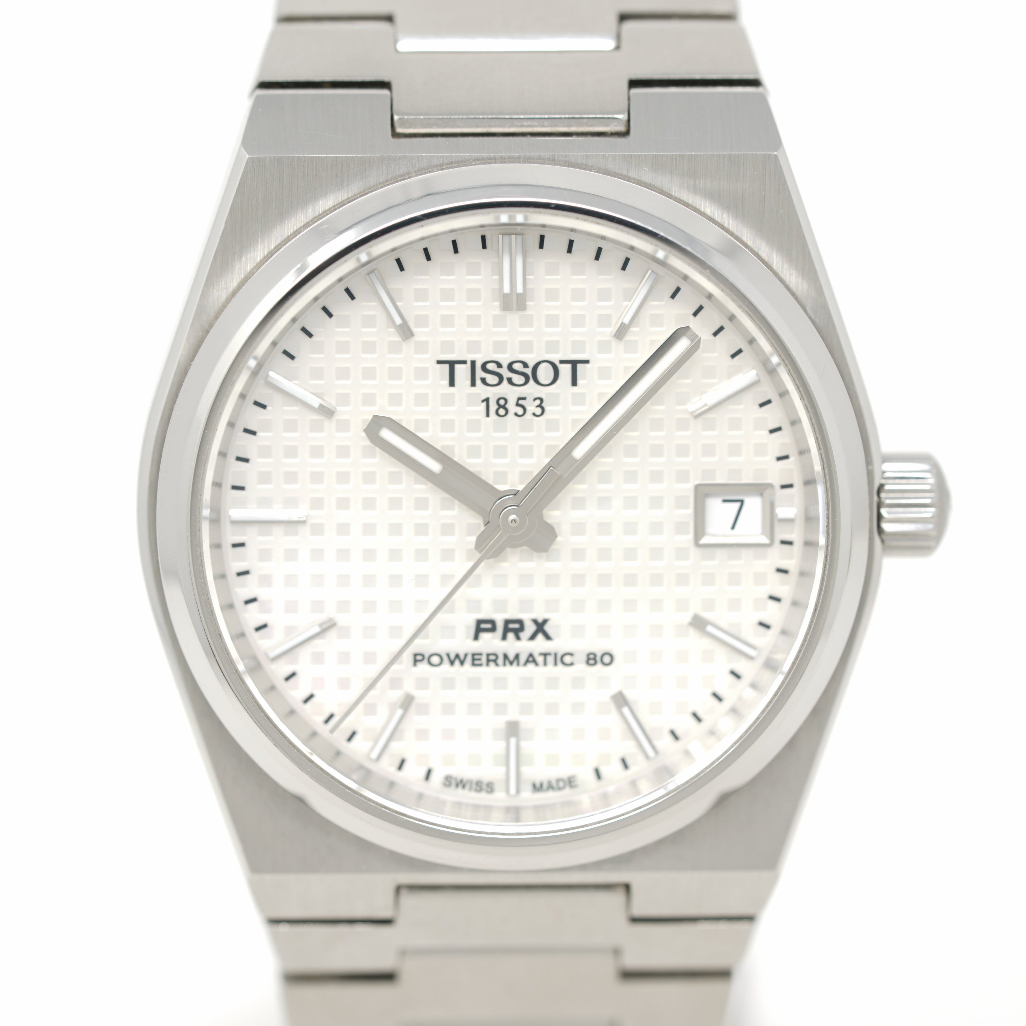 Tissot PRX Powermatic 80 White Dial Silver Steel Strap Watch for Men - T137.207.11.111.00