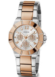 Guess Sunray Multifunction Crystals Silver Dial Two Tone Steel Strap Watch For Women - GW0616L3
