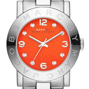 Marc Jacobs Amy Red Dial Silver Steel Strap Watch for Women - MBM3302