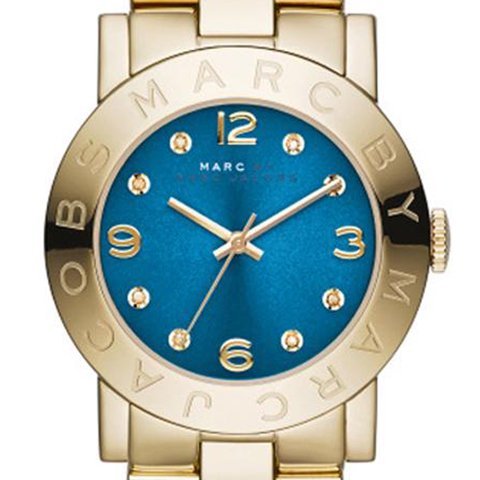 Marc Jacobs Amy Blue Dial Gold Steel Strap Watch for Women - MBM3303
