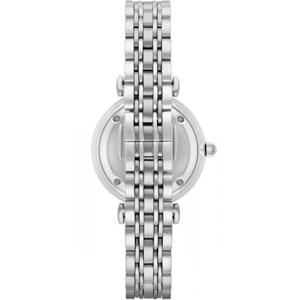 Emporio Armani Gianni T Bar White Marble Dial Silver Steel Strap Watch For Women - AR11170