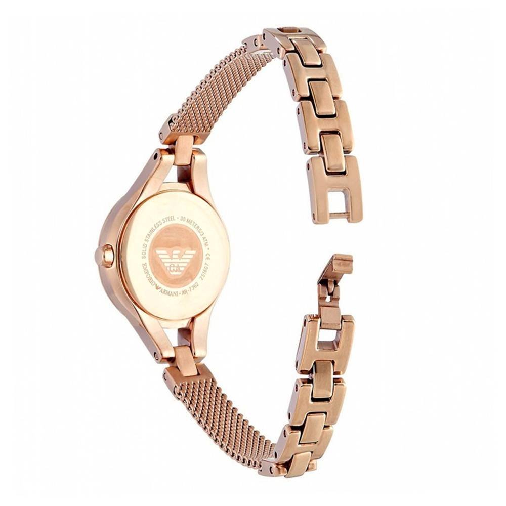 Emporio Armani Chiara Silver Dial Rose Gold Steel Strap Watch For Women - AR7362