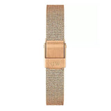 Daniel Wellington Petite Pressed Melrose Black Dial Rose Gold Mesh Strap Watch For Women - DW00100440