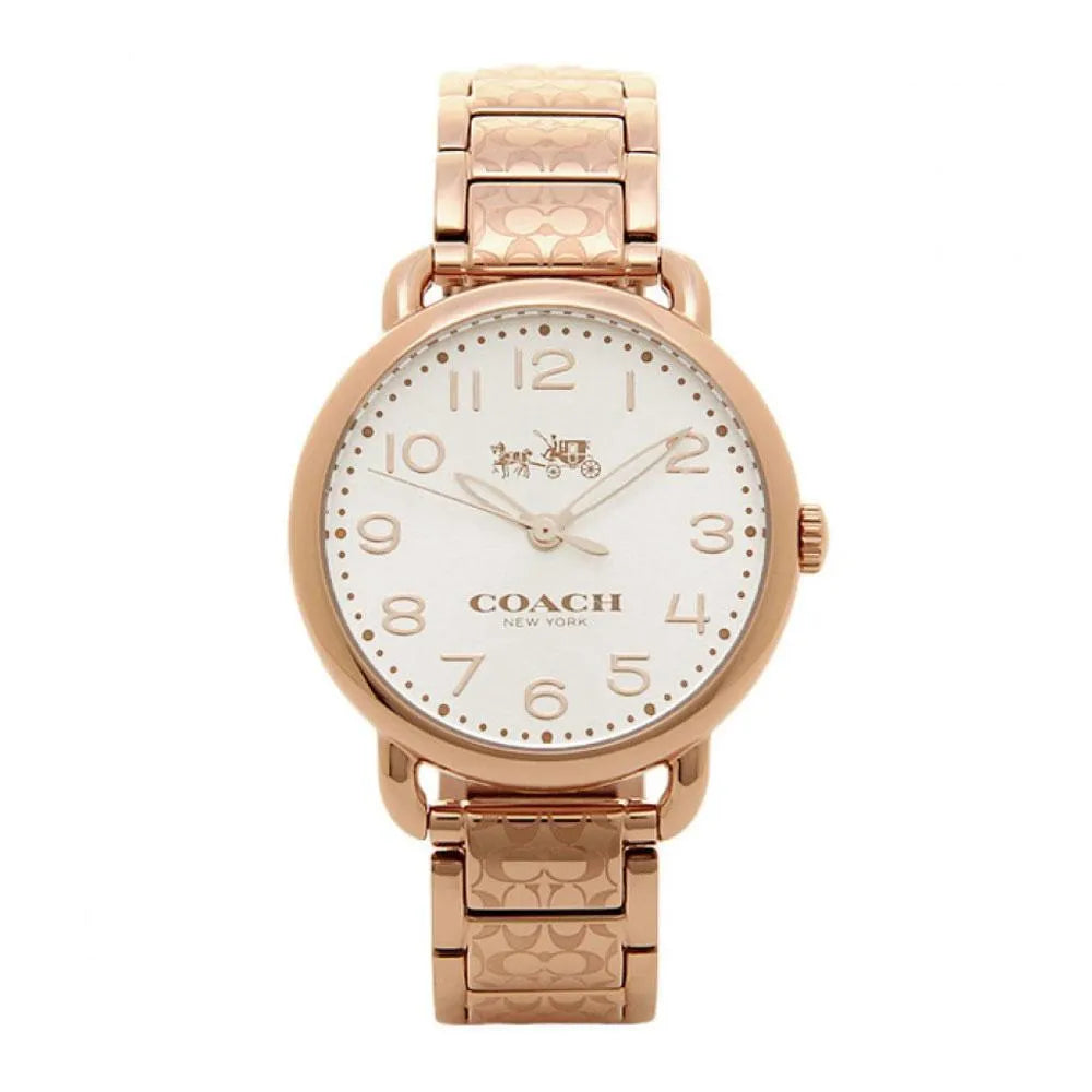 Coach Delancey White Dial Rose Gold Steel Strap Watch for Women - 14502497