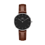 Daniel Wellington Classic Petite St Mawes Black Dial Brown Leather Strap Watch For Women - DW00100237