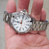 Tag Heuer Aquaracer Quartz White Dial Silver Steel Strap Watch for Men - WBD1111.BA0928